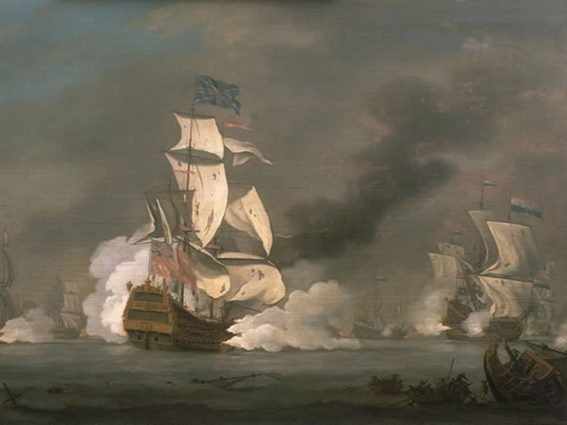 1690-Robert Woodcock - Una battaglia tra navi inglesi e olandesi
